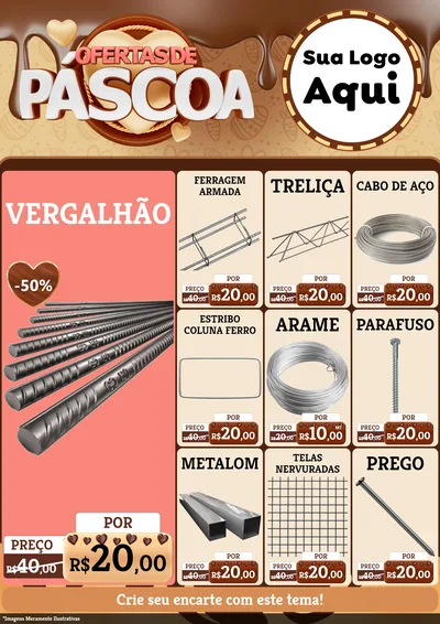 Modelo de Encarte para Encarte A4 Vertical com o tema Ofertas de Páscoa para Ferragens