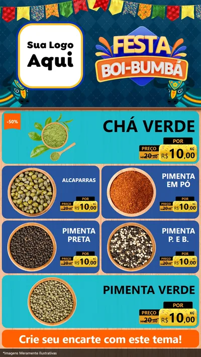 Modelo de TV para TV Vertical com o tema Festa Boi Bumbá para Produtos Naturais