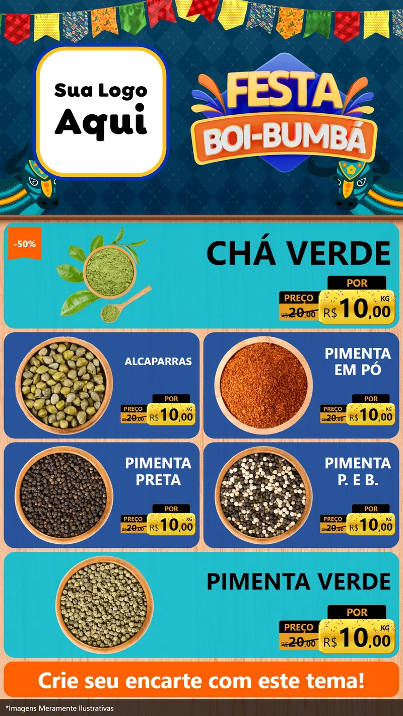 Modelo de TV para TV Vertical com o tema Festa Boi Bumbá para Produtos Naturais