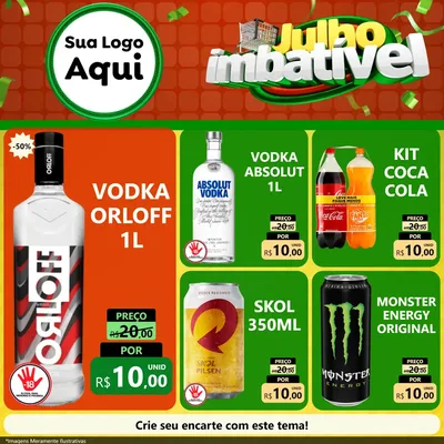 Modelo de Rede Social para Feed Facebook com o tema Julho Imbatível para Distribuidora de bebidas