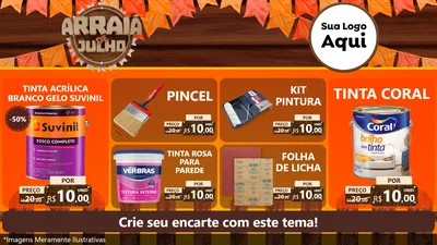 Modelo de TV para TV Horizontal com o tema Arraiá de Julho - Junina para Tintas e Ferramentas