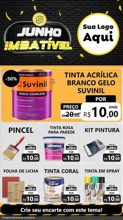 Modelo de Rede Social para Stories com o tema Junho Imbatível para Tintas e Ferramentas