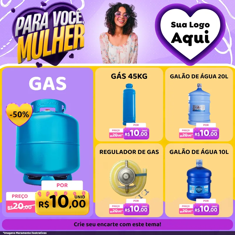 Modelo de Rede Social para Feed Facebook com o tema Para Você, Mulher para Água e gás