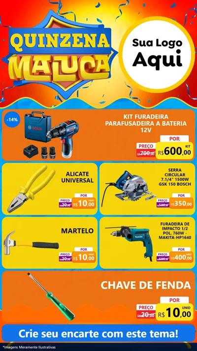 Modelo de TV para TV Vertical com o tema Quinzena Maluca para Maquinas e Ferramentas