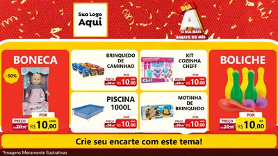 Modelo de TV para TV Horizontal com o tema Dia A o Dia Mais Barato do Mês para Brinquedos