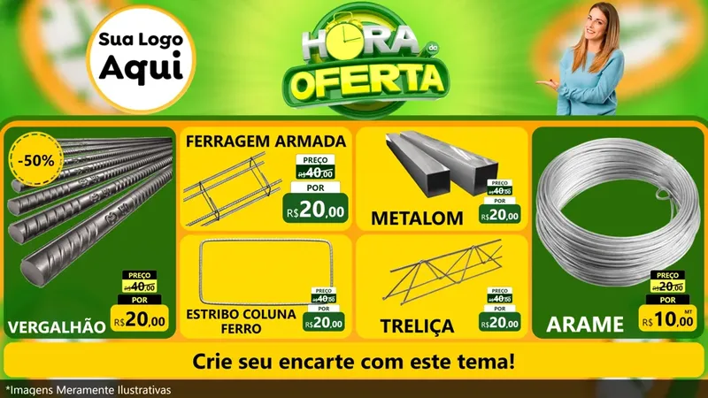 Modelo de TV para TV Horizontal com o tema Hora da Oferta para Ferragens