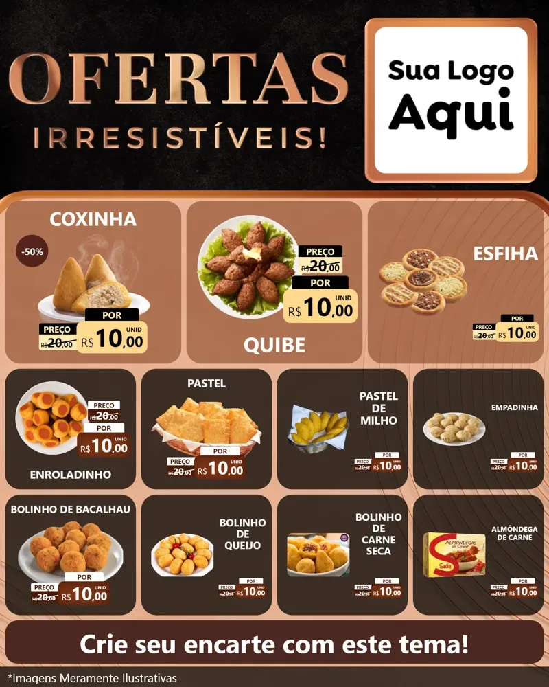 Modelo de Rede Social para Feed Instagram com o tema Ofertas Irresistíveis! para Salgadaria