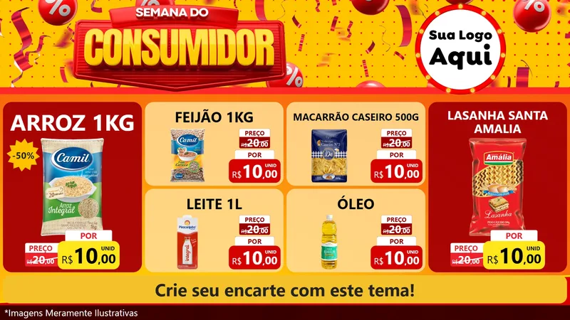 Modelo de TV para TV Horizontal com o tema Semana do Consumidor para Supermercado