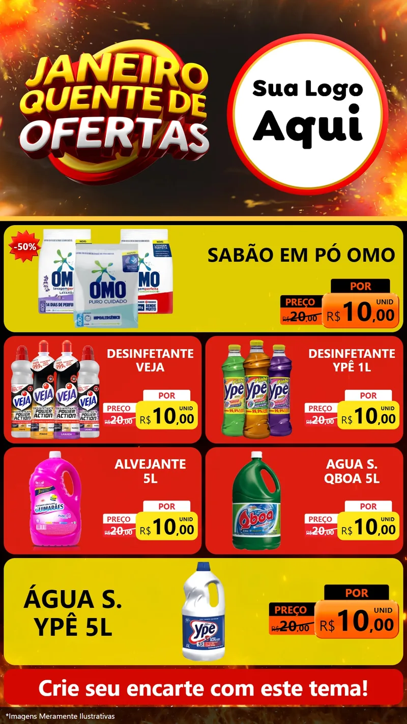 Modelo de TV para TV Vertical com o tema Janeiro Quente de Ofertas para Produtos de Limpeza