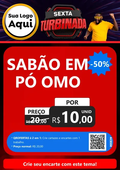 Modelo de Cartaz para Cartaz A4 Vertical com o tema Sexta Turbinada para Produtos de Limpeza