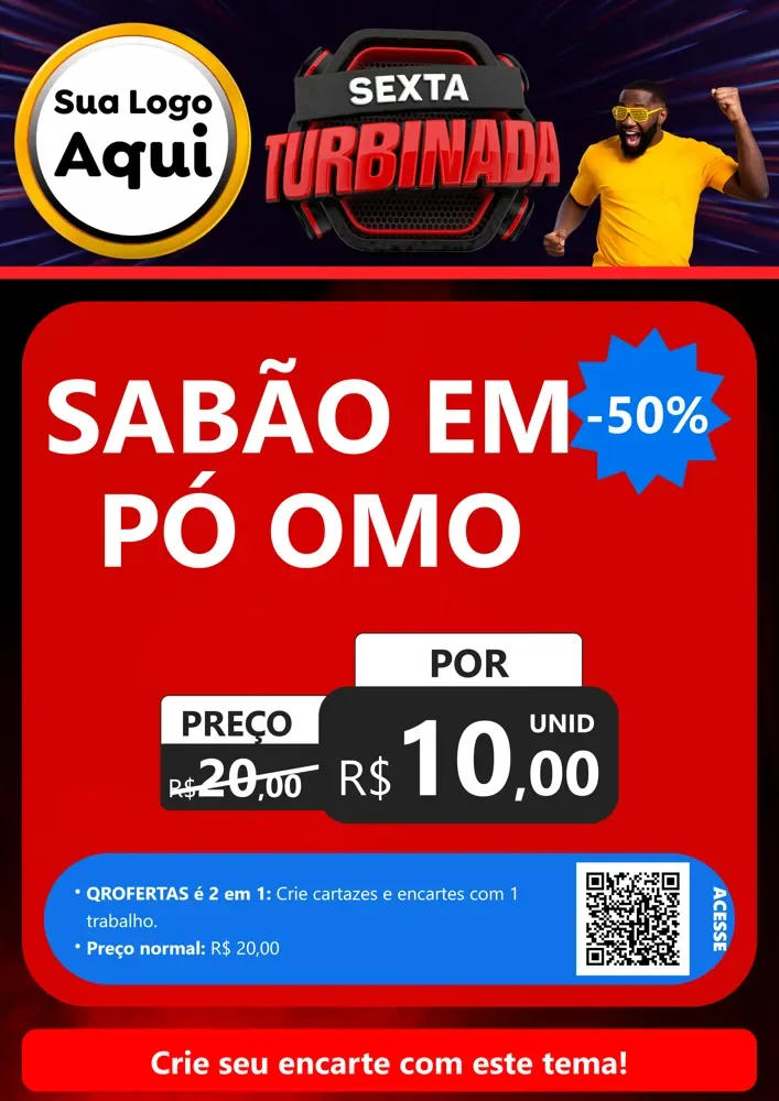 Modelo de Cartaz para Cartaz A4 Vertical com o tema Sexta Turbinada para Produtos de Limpeza