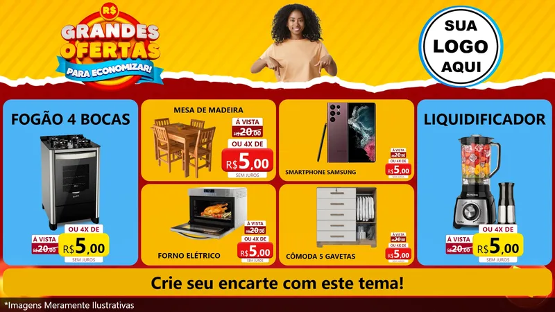 Modelo de TV para TV Horizontal com o tema Grandes Ofertas Para Economizar! para Móveis e Eletro