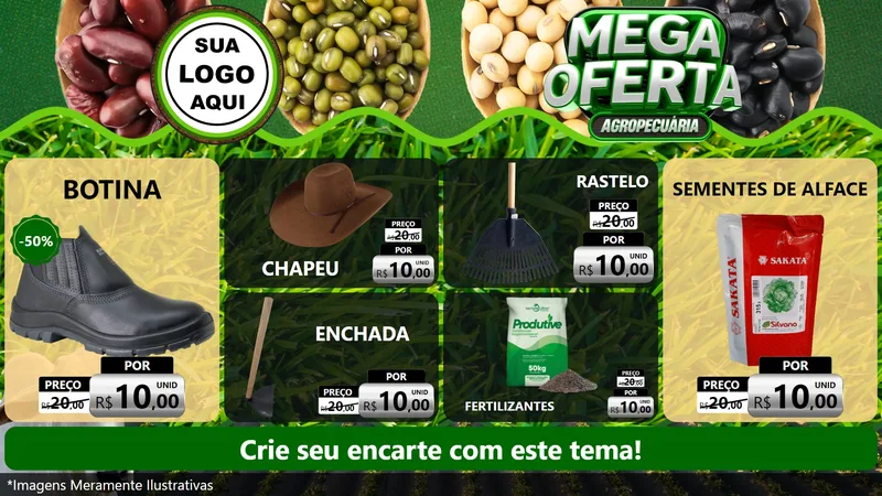 Modelo de TV para TV Horizontal com o tema Mega Oferta - Agropecuária para Agropecuária
