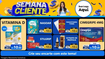 Modelo de TV para TV Horizontal com o tema Semana do Cliente para Farmácia