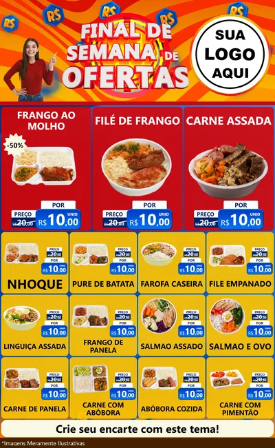 Modelo de Encarte para Encarte Grande com o tema Final de Semana de Ofertas para Restaurante