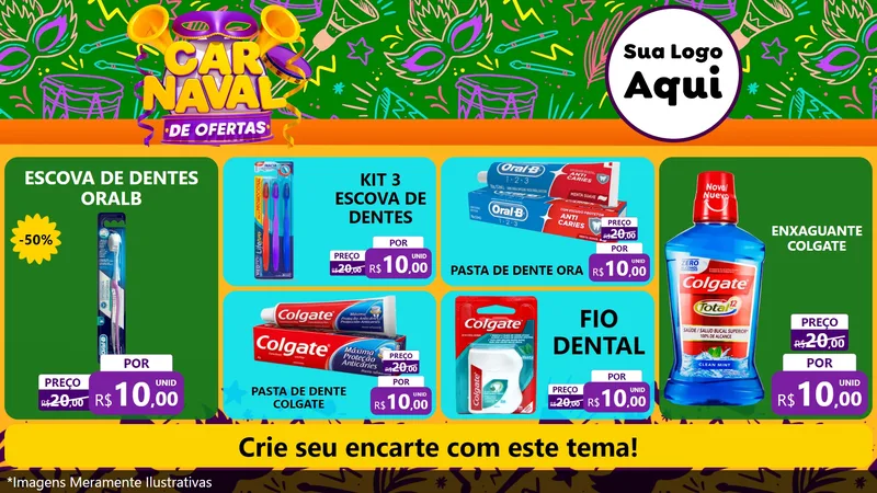 Modelo de TV para TV Horizontal com o tema Carnaval de Ofertas para Higiene Pessoal