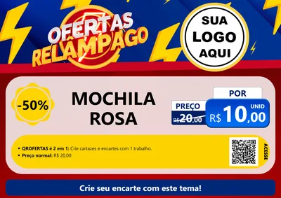 Modelo de Cartaz para Cartaz A4 Horizontal com o tema Ofertas Relâmpago para Papelaria