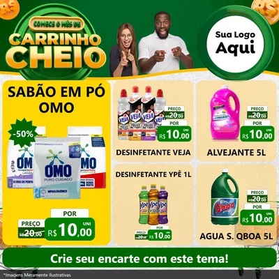 Modelo de Rede Social para Feed Facebook com o tema Carrinho Cheio para Produtos de Limpeza