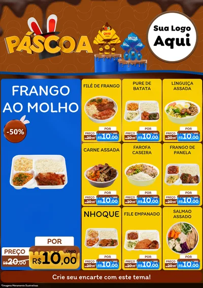 Modelo de Encarte para Encarte A4 Vertical com o tema Páscoa para Restaurante