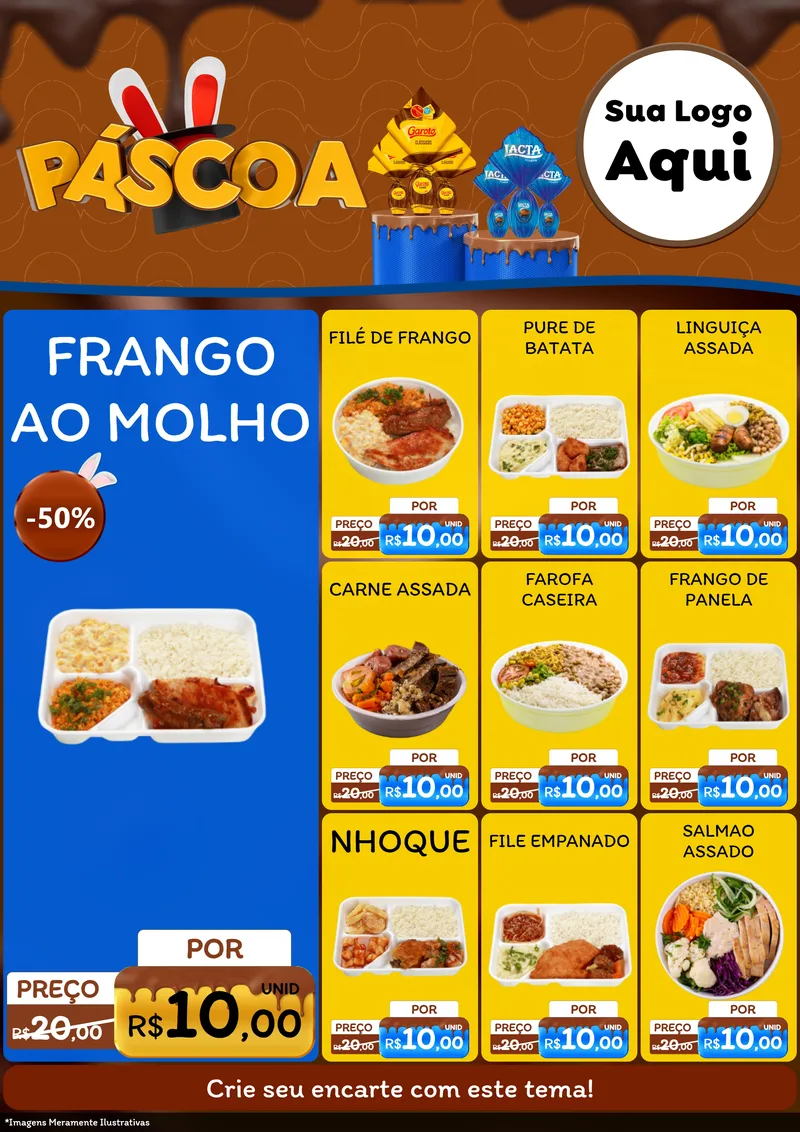 Modelo de Encarte para Encarte A4 Vertical com o tema Páscoa para Restaurante