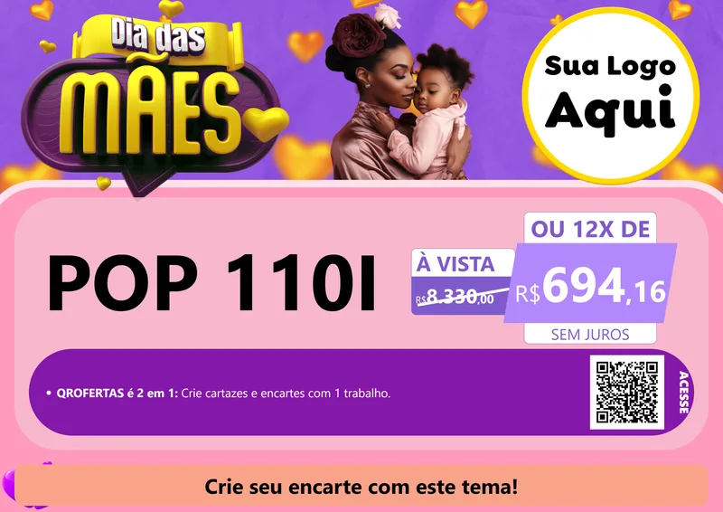 Modelo de Cartaz para Cartaz A4 Horizontal com o tema Dia das Mães para Concessionaria de Motos