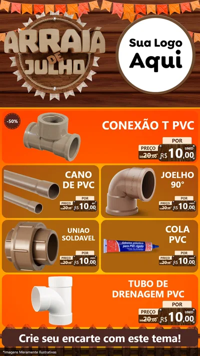 Modelo de TV para TV Vertical com o tema Arraiá de Julho - Junina para Tubos e conexões