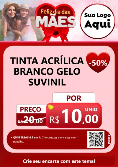 Modelo de Cartaz para Cartaz A4 Vertical com o tema Feliz Dia Das Mães para Tintas e Ferramentas