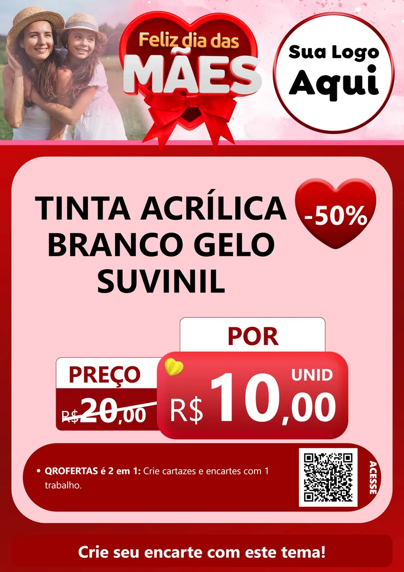 Modelo de Cartaz para Cartaz A4 Vertical com o tema Feliz Dia Das Mães para Tintas e Ferramentas