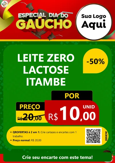 Modelo de Cartaz para Cartaz A4 Vertical com o tema Especial Dia do Gaúcho para Frios e Laticínios