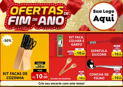 Modelo de Encarte para Encarte A4 Horizontal com o tema Ofertas de Fim de Ano para Utilidades Domésticas