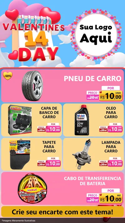 Modelo de TV para TV Vertical com o tema Valentine's Day para Auto peças