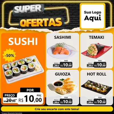 Modelo de Rede Social para Feed Facebook com o tema Super Ofertas para Comida japonesa