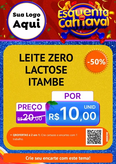 Modelo de Cartaz para Cartaz A4 Vertical com o tema Esquenta de Carnaval para Frios e Laticínios