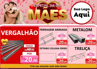 Modelo de Encarte para Encarte A4 Horizontal com o tema Especial Dia Das Mães para Ferragens