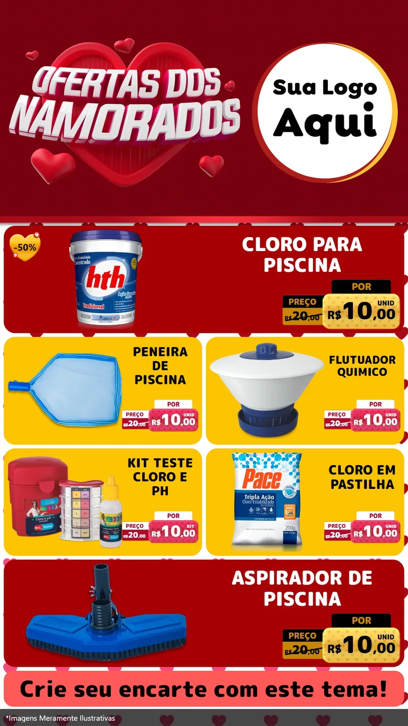 Modelo de TV para TV Vertical com o tema Ofertas Dos Namorados para Produtos para Piscina