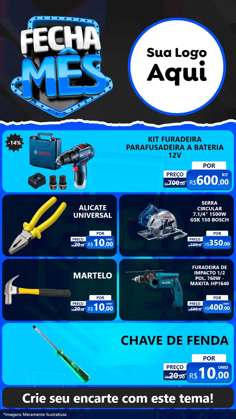 Modelo de TV para TV Vertical com o tema Fecha Mês para Maquinas e Ferramentas