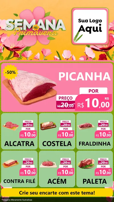 Modelo de Rede Social para Stories com o tema Semana da Primavera para Açougue