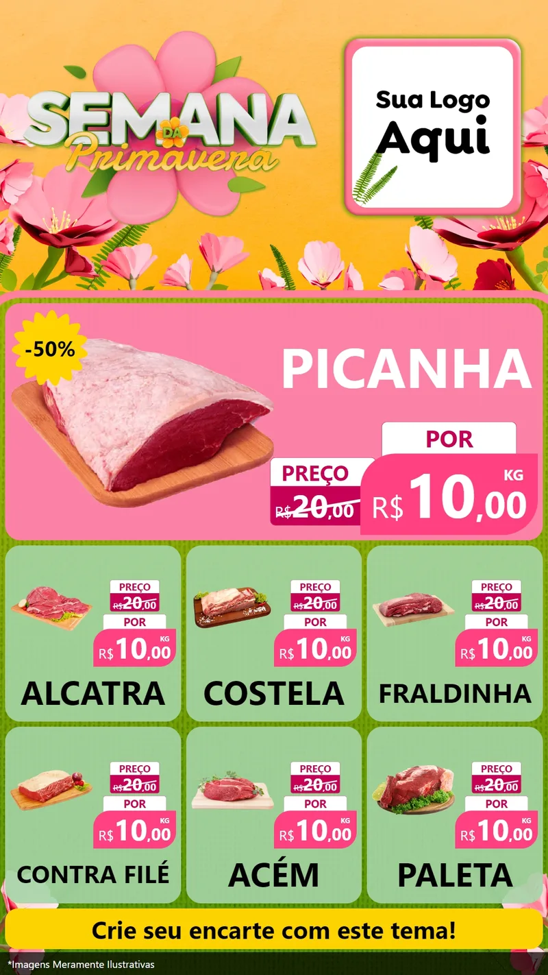Modelo de Rede Social para Stories com o tema Semana da Primavera para Açougue