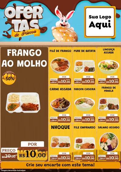 Modelo de Encarte para Encarte A4 Vertical com o tema Ofertas de Páscoa para Restaurante