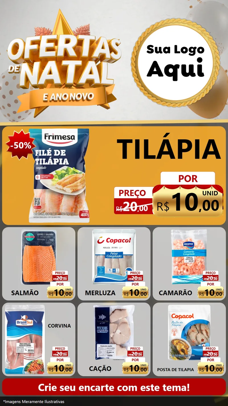 Modelo de Rede Social para Stories com o tema Ofertas De Natal E Ano Novo para Peixaria