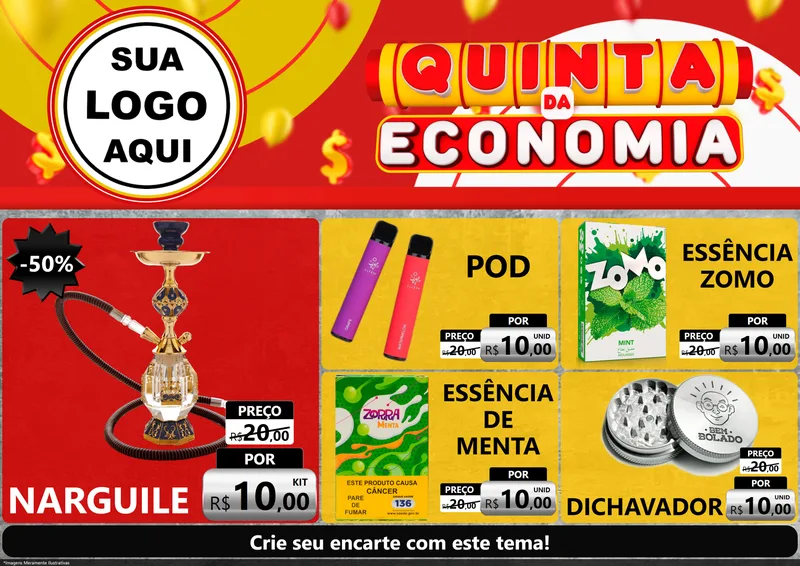 Modelo de Encarte para Encarte A4 Horizontal com o tema Quinta da Economia para Tabacaria