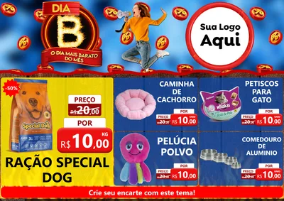 Modelo de Encarte para Encarte A4 Horizontal com o tema Dia B - O Dia Mais Barato Do Mês para Pet Shop