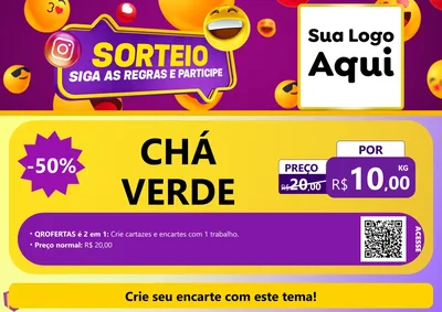 Modelo de Cartaz para Cartaz A4 Horizontal com o tema Sorteio para Produtos Naturais