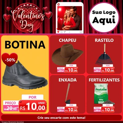 Modelo de Rede Social para Feed Facebook com o tema Valentine's Day para Agropecuária