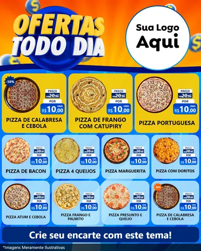 Modelo de Rede Social para Feed Instagram com o tema Ofertas Todo Dia para Pizzaria