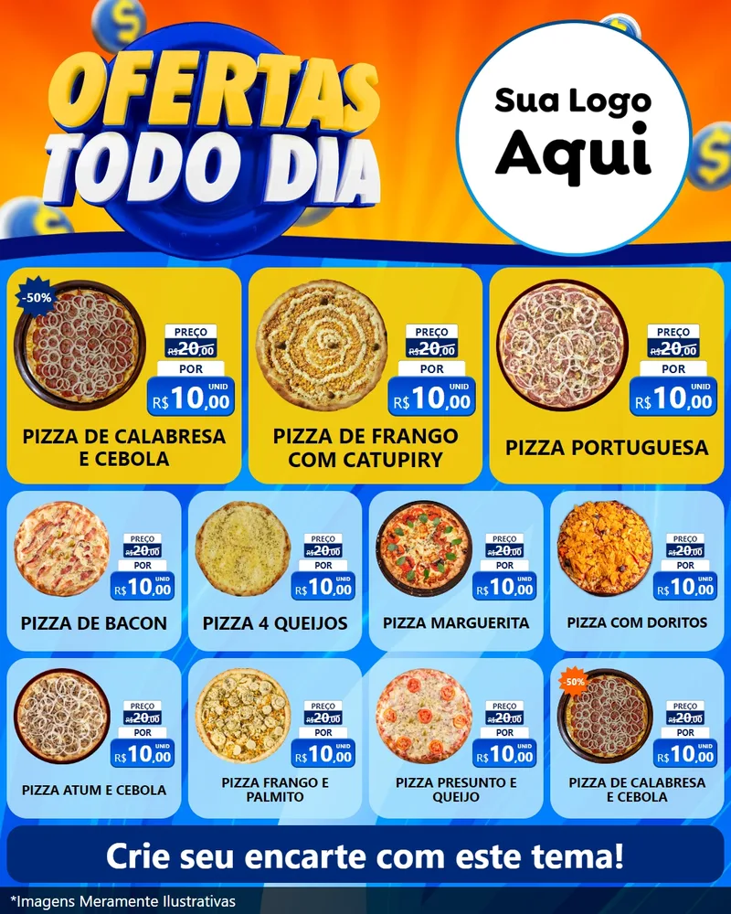 Modelo de Rede Social para Feed Instagram com o tema Ofertas Todo Dia para Pizzaria