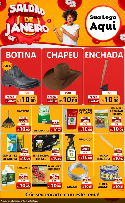 Modelo de Encarte para Encarte Grande com o tema Saldão de Janeiro para Agropecuária