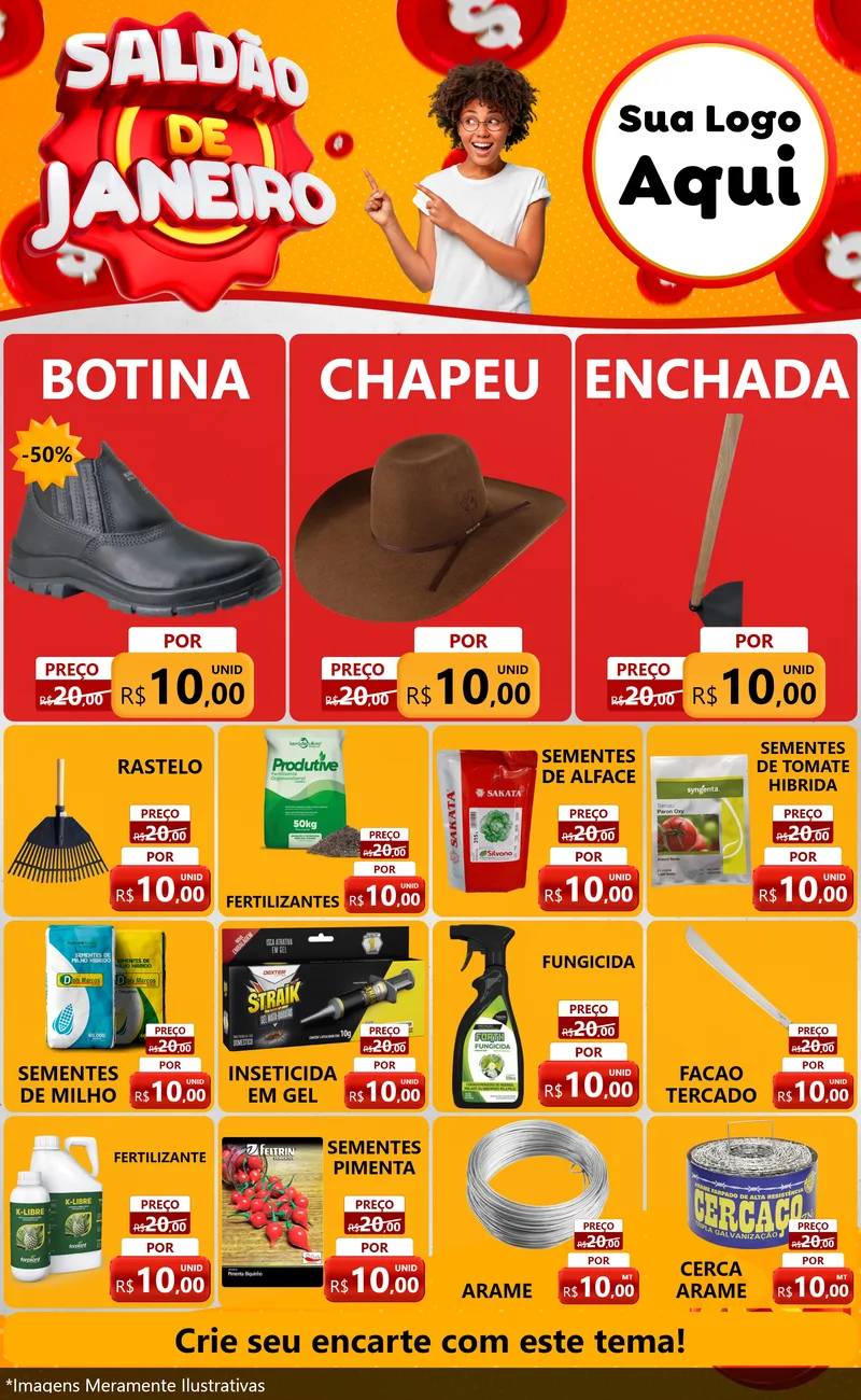 Modelo de Encarte para Encarte Grande com o tema Saldão de Janeiro para Agropecuária