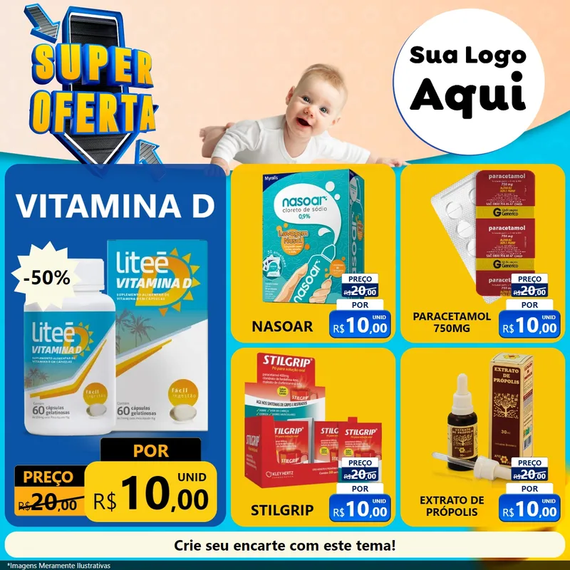 Modelo de Rede Social para Feed Facebook com o tema Super Oferta - Bebê para Farmácia