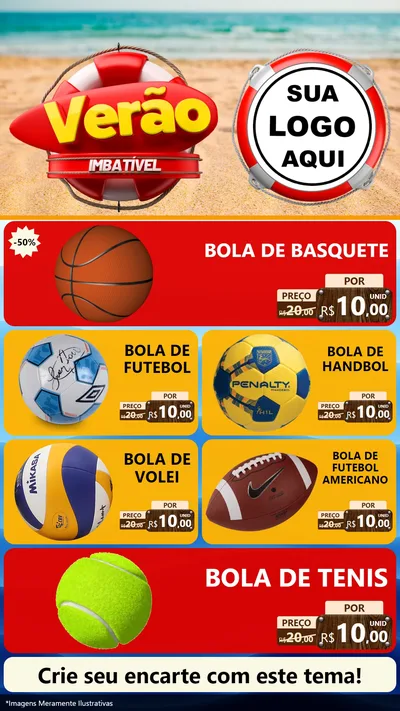 Modelo de TV para TV Vertical com o tema Verão Imbatível para Artigos Esportivos